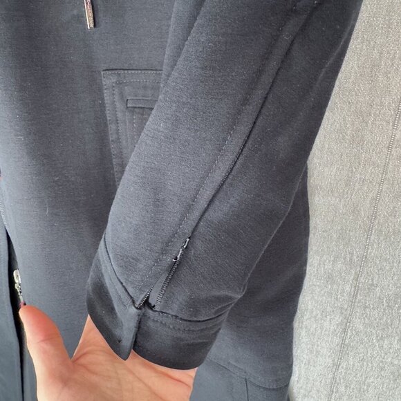 Vintage Y2K Hilfiger Black Stretch Cotton Long Military Midi Coat Size X-Large - Picture 12 of 17